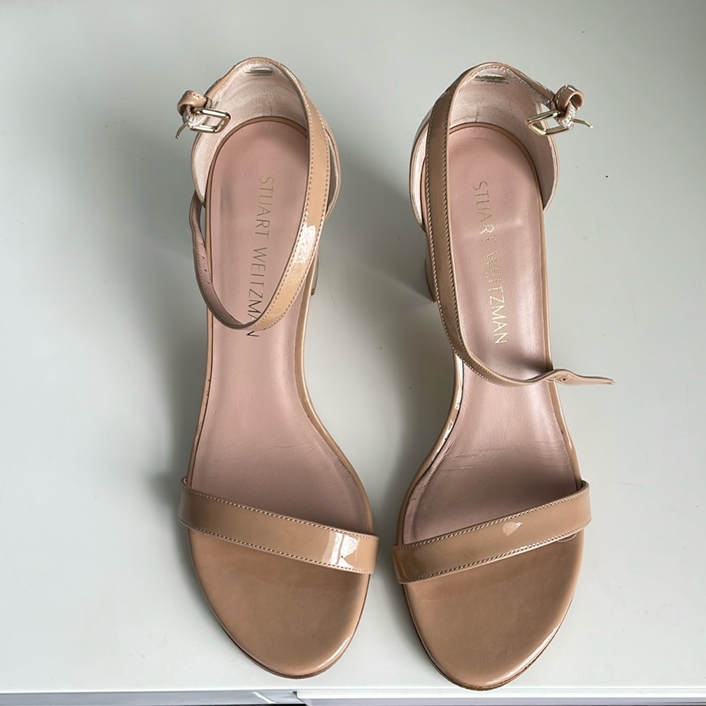 Stuart Weitzman Nearlynude strap sandal patent leather